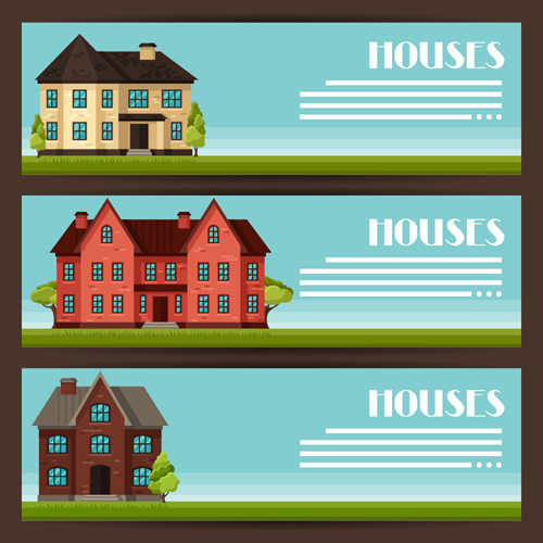 House flat banner vector material 02