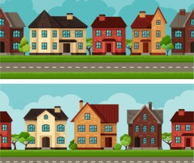 House flat style vector background 01