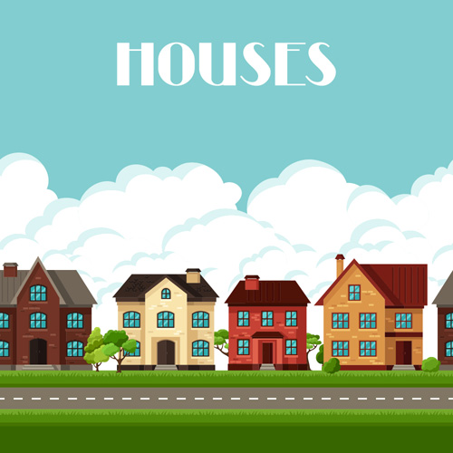 House flat style vector background 02