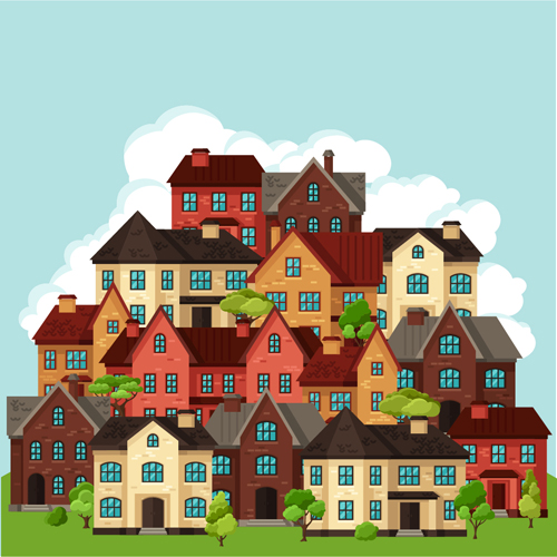 House flat style vector background 05