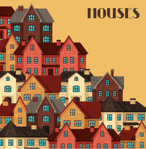 House flat style vector background 07