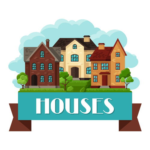 House flat style vector background 08