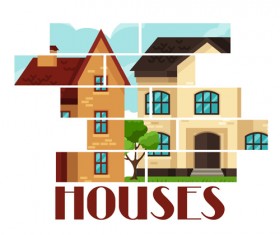 House flat style vector background 09