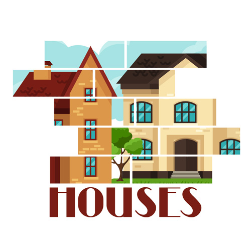 House flat style vector background 09