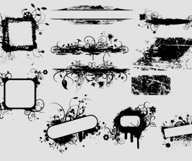 Ink floral frame vector design 01