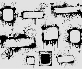 Ink floral frame vector design 02