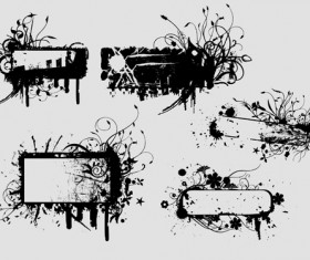 Ink floral frame vector design 03