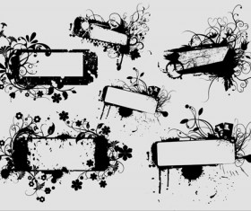 Ink floral frame vector design 04