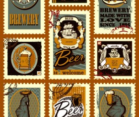 Lables beer retro vector material 01