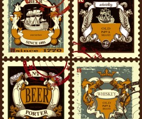 Lables beer retro vector material 02