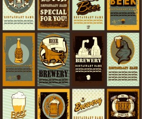Lables beer retro vector material 03