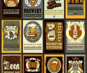 Lables beer retro vector material 05