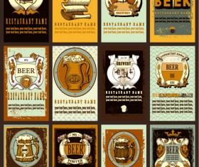 Lables beer retro vector material 06