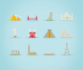 Landmark building vector icons