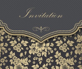 Luxury flower Invitation cards retro vector