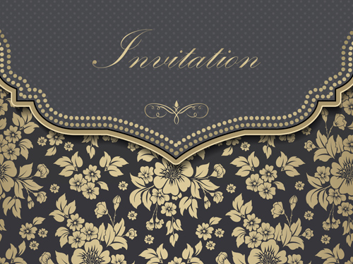 Luxury flower Invitation cards retro vector