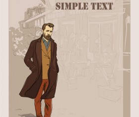 Man with fashion background vector 01