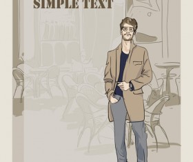 Man with fashion background vector 02