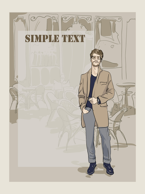Man with fashion background vector 02 free download