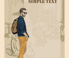 Man with fashion background vector 03