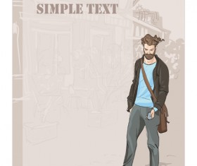 Man with fashion background vector 04