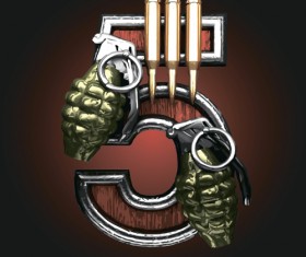 Military with metal number vintage vector 05