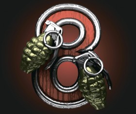 Military with metal number vintage vector 08