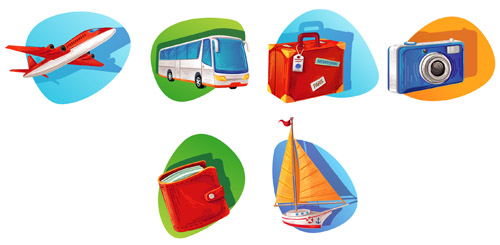 Modern traveling icons vector set