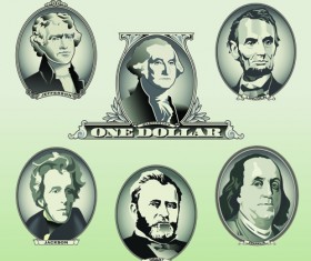 Money with dollars head portrait vector material