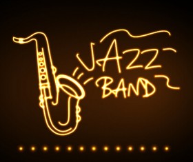 Neon sign jazz bar vector graphics 03