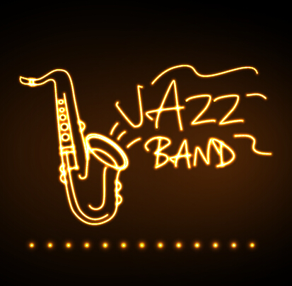 Neon sign jazz bar vector graphics 03