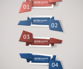 Origami business banners with numbered vector 01