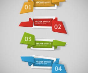 Origami business banners with numbered vector 02
