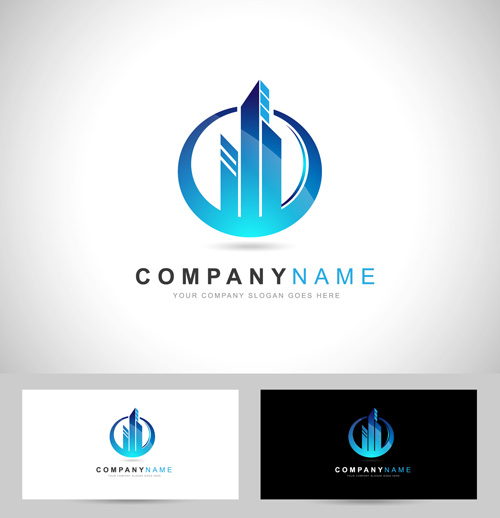 Original design logos with business cards vector 11