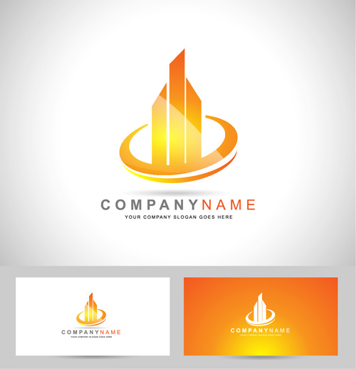 Original design logos with business cards vector 12