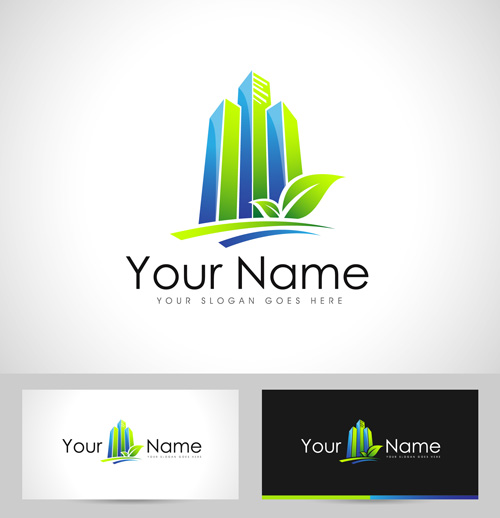 Original design logos with business cards vector 13
