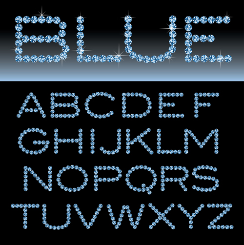 Ornate diamond alphabet font vector 01