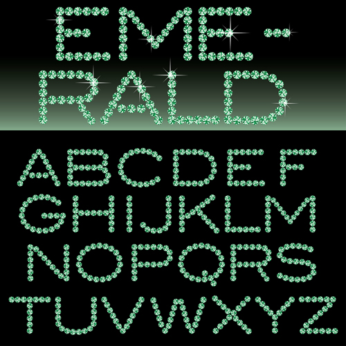 Ornate diamond alphabet font vector 02