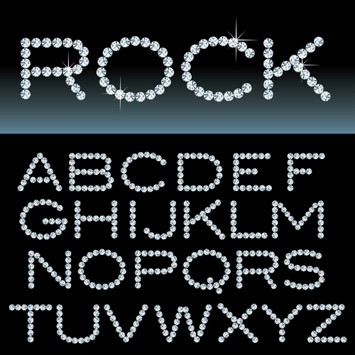 Ornate diamond alphabet font vector 04