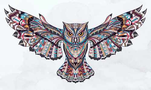 Owl ethnic pattern vector
