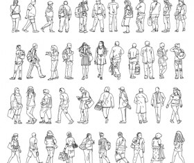 People outline silhouettes vector material 02 free download