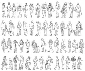 People outline silhouettes vector material 02