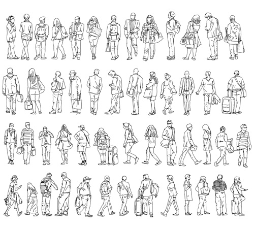People outline silhouettes vector material 02 free download Simple Person Outline