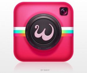 Pink camera icon psd material