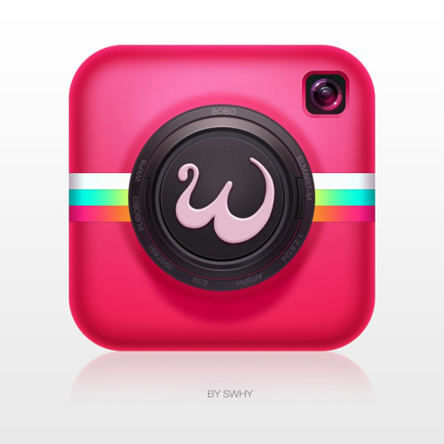 Pink camera icon psd material