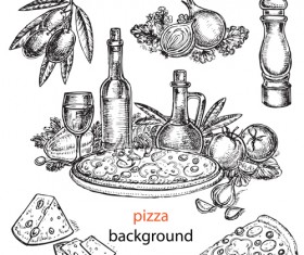 Pizza background hand drawn vectors 01