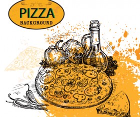 Pizza background hand drawn vectors 04