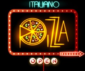 Pizza restaurants neon sign vector material 02