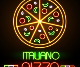 Pizza restaurants neon sign vector material 04