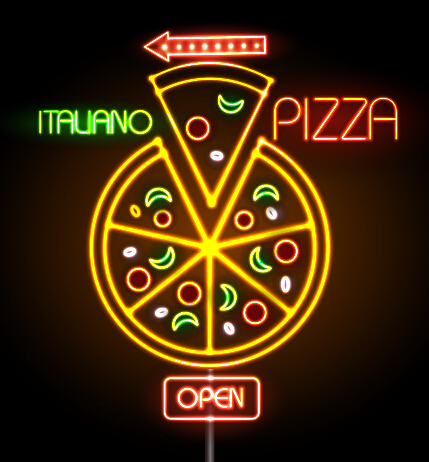 Pizza restaurants neon sign vector material 05